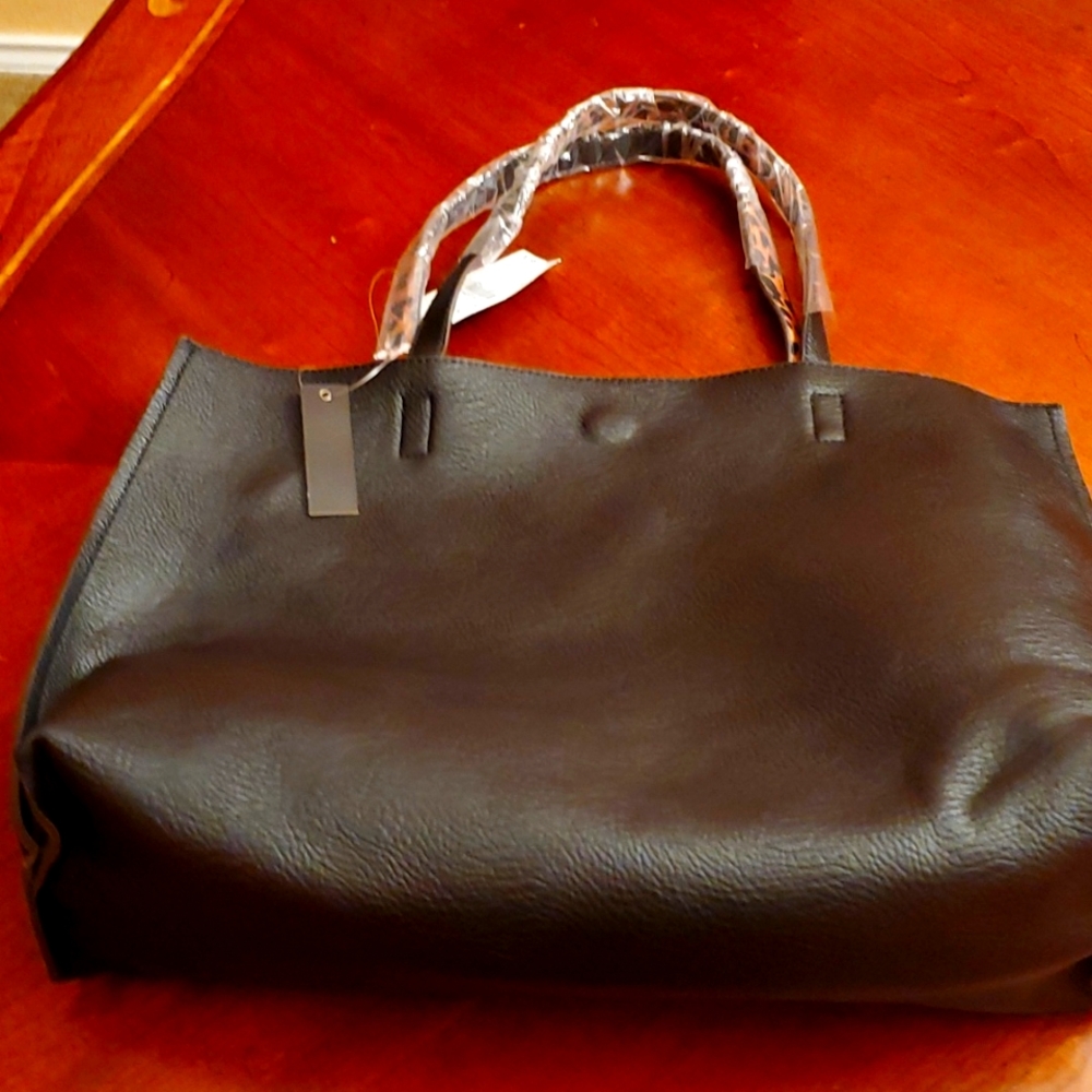 Black/ Leopard Nordstrom Reversible Purse